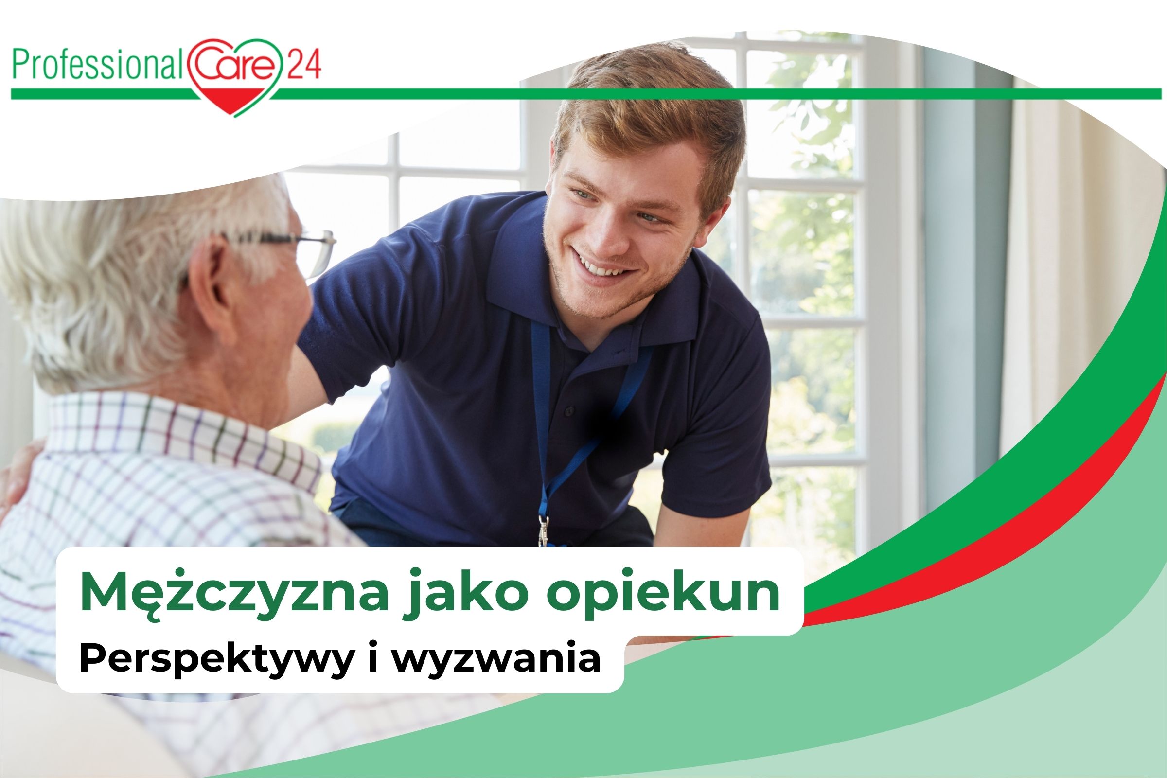 Mężczyzna opiekuje się seniorem i podaje mu posiłek