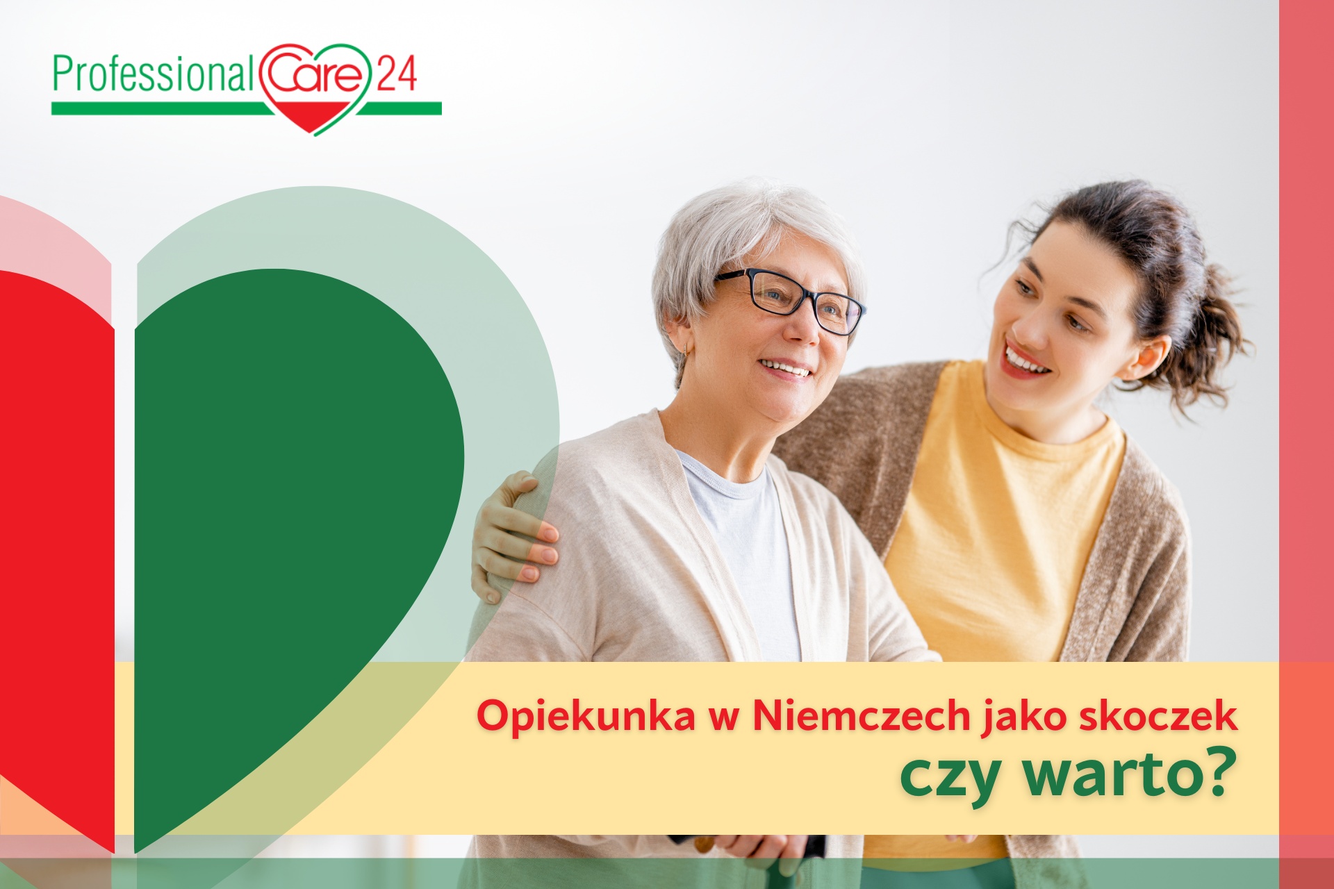 Opiekunka obejmuje seniorkę